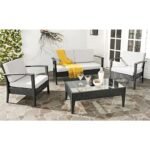 4-Piece Patio Outdoor Wicker Waterproof Sofa with Cushion: