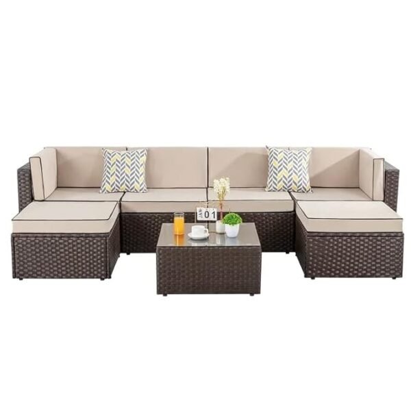 5 pcs outdoor modular conversational sofa set with cushioned seating for patio, garden, or poolside use"