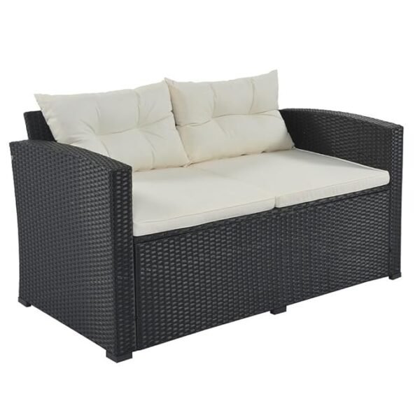 LOCCUS 9 Seater Wicker Rattan Sectional Couch All Weather Conversation Set with Arm Less Chair & Glass Top Center Table - Image 9