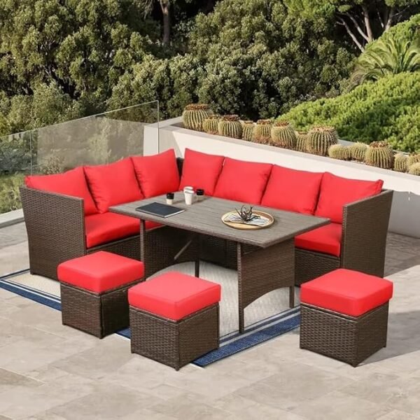 Shop the Outdoor Rattan Wicker 9 Seater Patio Sofa Set with Center Table – stylish, durable, and perfect for garden, terrace, or backyard gatherings.