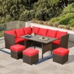 Outdoor Rattan Wicker 9 Seater Patio Sofa Set with Center Table – All-Weather Garden Furniture