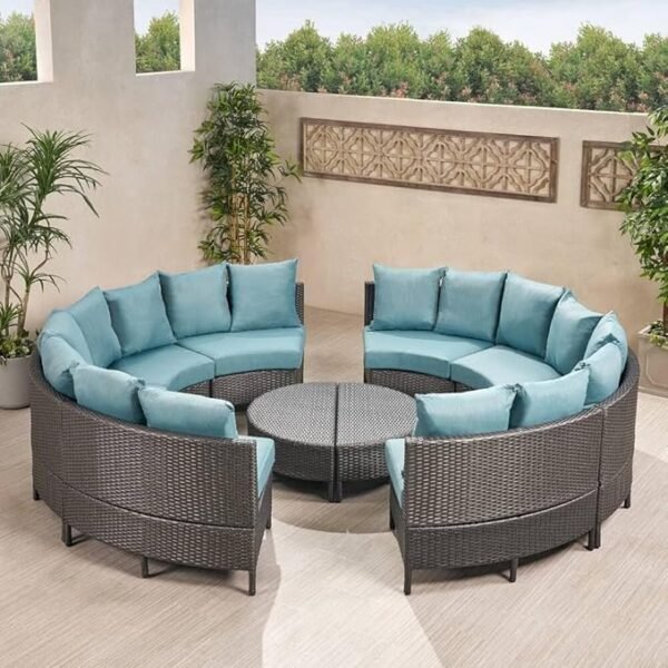 Outdoor Rattan Wicker Full Moon Sofa Set – Luxury Patio Furniture for Garden & Terrace