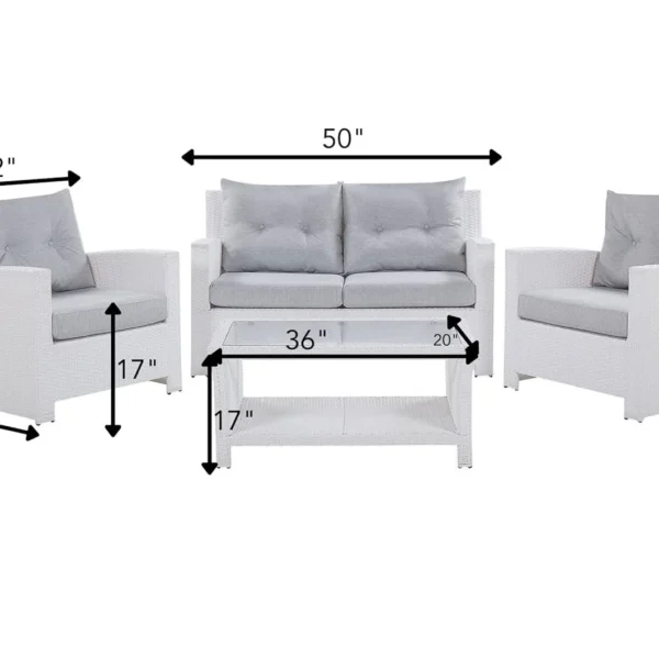 Modern outdoor rattan wicker sofa set with cushions, perfect for patio, garden, and balcony seating.