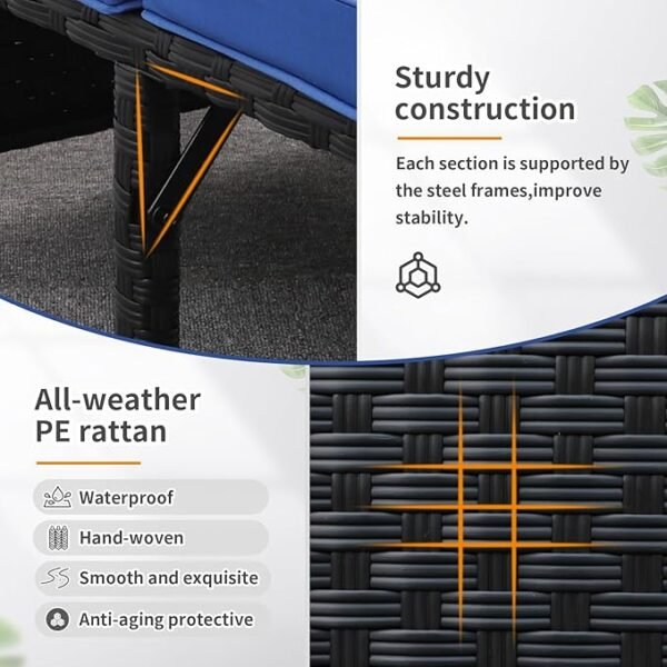 3 pcs all-weather outdoor conversational sofa set with cushioned seating for patio, garden, or poolside use"