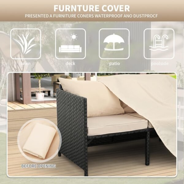 3 pcs all-weather outdoor conversational sofa set with cushioned seating for patio, garden, or poolside use"
