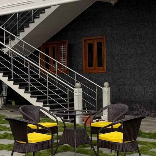 Stylish and versatile rattan bistro patio set – perfect for both indoor and outdoor relaxation.
