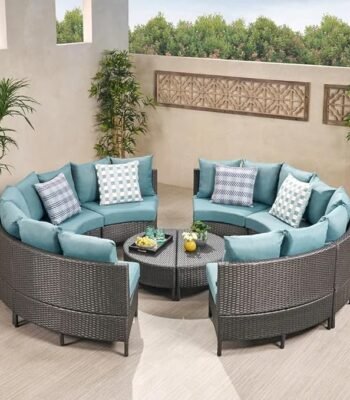 Relax in style with the Outdoor Rattan Wicker Full Moon Sofa Set – perfect for your garden, patio, or terrace.