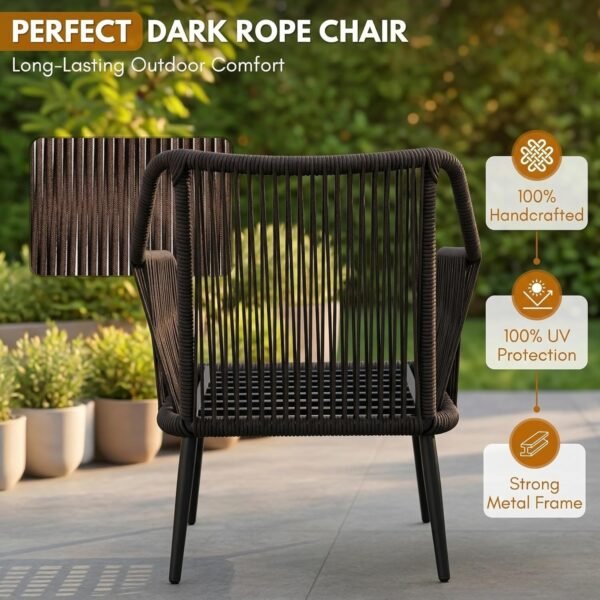 LOCCUS 4 Seater Sofa Outdoor Conversation Patio Garden Rope Furniture Set - Image 6