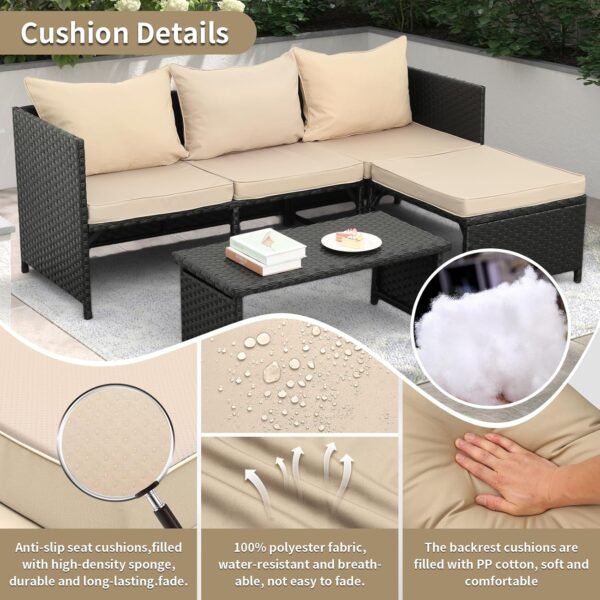 3 pcs all-weather outdoor conversational sofa set with cushioned seating for patio, garden, or poolside use"