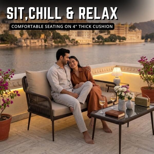 LOCCUS 4 Seater Sofa Outdoor Conversation Patio Garden Rope Furniture Set - Image 5