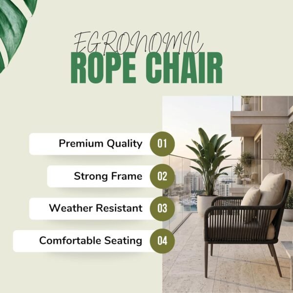 LOCCUS 4 Seater Sofa Outdoor Conversation Patio Garden Rope Furniture Set - Image 8