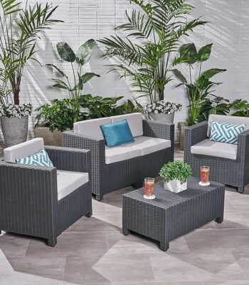 Transform your outdoor space with this premium rattan wicker patio furniture set, designed for both style and comfort. Made with weather-resistant PE rattan and a sturdy steel frame, this set is perfect for patios, gardens, balconies, or poolside lounging. The thick, soft cushions provide all-day comfort, while the tempered glass table adds a modern touch and easy cleaning. Ideal for relaxing with family, entertaining friends, or enjoying your morning coffee outdoors.