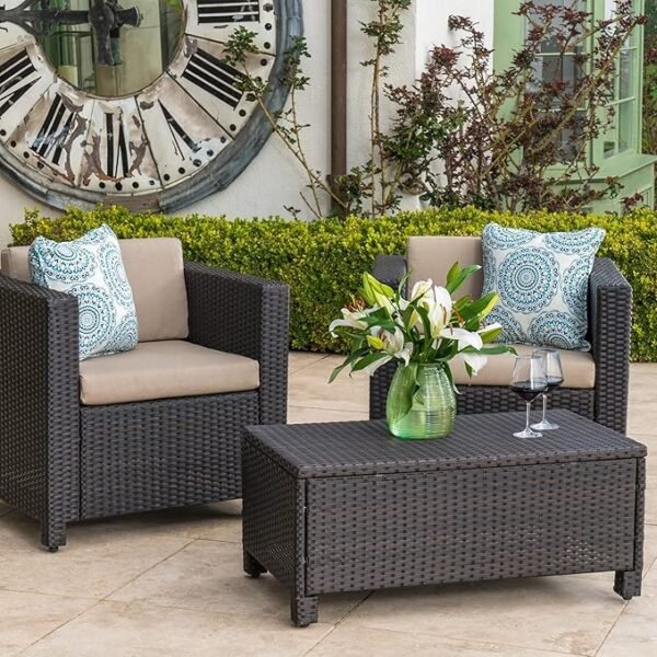 Transform your outdoor space with this premium rattan wicker patio furniture set, designed for both style and comfort. Made with weather-resistant PE rattan and a sturdy steel frame, this set is perfect for patios, gardens, balconies, or poolside lounging. The thick, soft cushions provide all-day comfort, while the tempered glass table adds a modern touch and easy cleaning. Ideal for relaxing with family, entertaining friends, or enjoying your morning coffee outdoors.