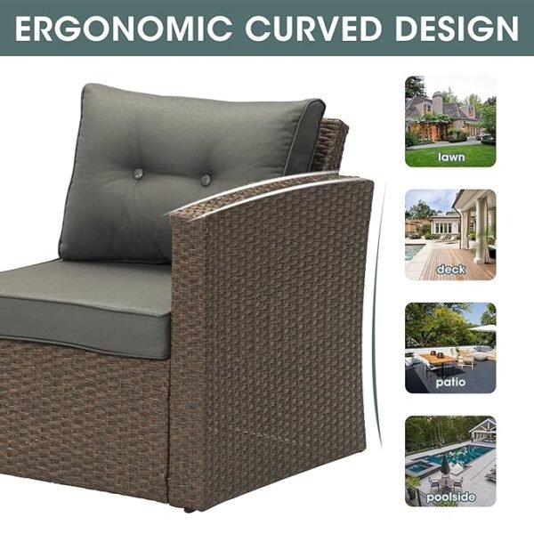 "Outdoor rattan wicker 5-seater patio sofa set with cushions and center table for garden or balcony seating"