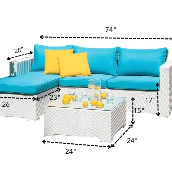 3 pcs all-weather outdoor conversational sofa set with cushioned seating for patio, garden, or poolside use