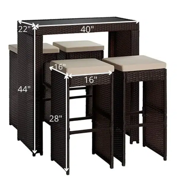Perfect for entertaining guests, enjoying casual drinks, or relaxing outdoors, this bar set brings a touch of sophistication to any backyard. Its sleek design complements various outdoor decors, while easy-to-clean surfaces ensure minimal maintenance. Whether hosting summer parties or enjoying a quiet evening under the stars, this outdoor bar set is your go-to solution for stylish and functional outdoor furniture.