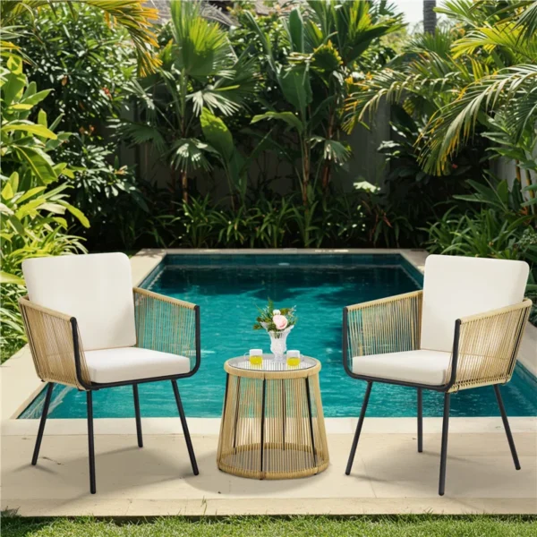 Relax outdoors in style with this sleek patio chair and coffee table set — ideal for balconies, gardens, and backyards