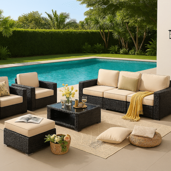 Luxury Rope 5-Piece Patio Sofa Set – Stylish Outdoor Furniture for Your Garden