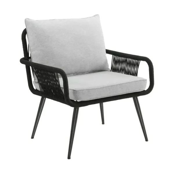 Modern outdoor patio set with two chairs and coffee table, weather-resistant design for garden, balcony, or backyard seating
