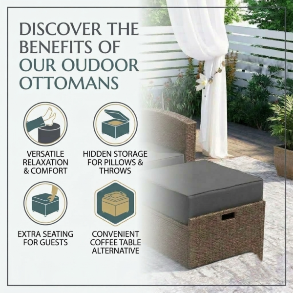 LOCCUS 7 Piece Outdoor Conversation Patio Furniture Set - Dark Brown & Grey - Image 9