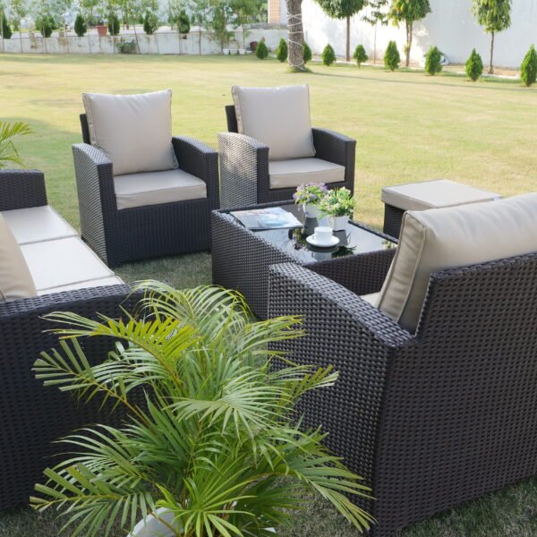 9-Seater Outdoor Rattan Wicker Sofa Set with Cushions and Ottoman for Patio or Garden