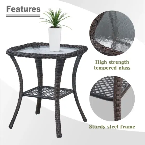 Adjustable outdoor chaise lounge wicker chair in black and grey with cushioned seating.