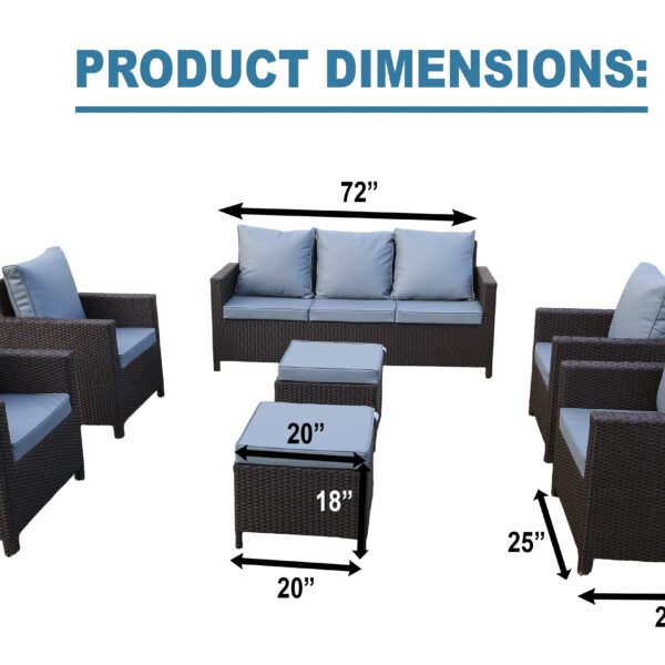 8-Seater Outdoor Rattan Wicker Sofa Set with Cushions and Ottoman for Patio or Garden