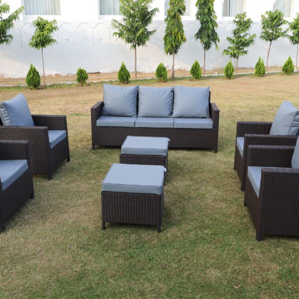 8-Seater Outdoor Rattan Wicker Sofa Set with Cushions and Ottoman for Patio or Garden