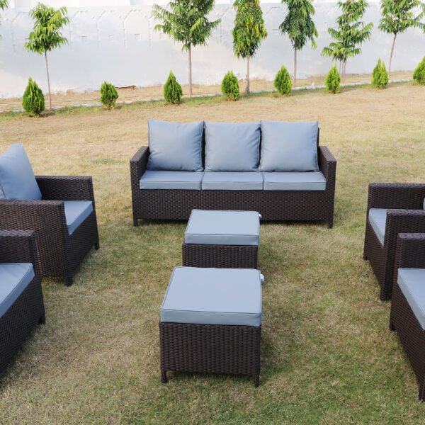 8-Seater Outdoor Rattan Wicker Sofa Set with Cushions and Ottoman for Patio or Garden