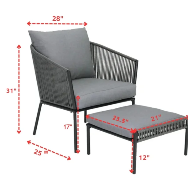 Perfect blend of comfort and design, this 3-piece outdoor bistro set with rope chairs and glass-top table is ideal for patio, balcony, garden, or poolside relaxation.