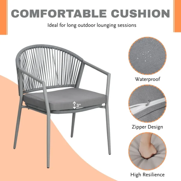 Luxury Rope Chair Set with Center Table – Modern Outdoor & Indoor Seating