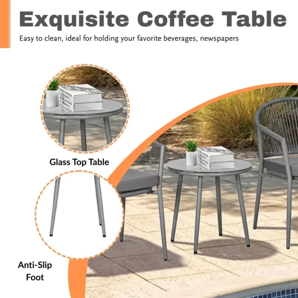 Luxury Rope Chair Set with Center Table – Modern Outdoor & Indoor Seating