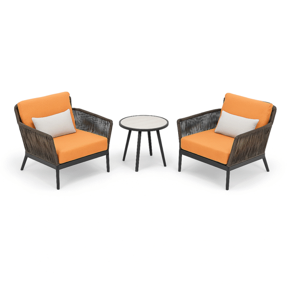 “Stylish outdoor patio furniture set with chairs, sofa, and table, durable garden and balcony seating”