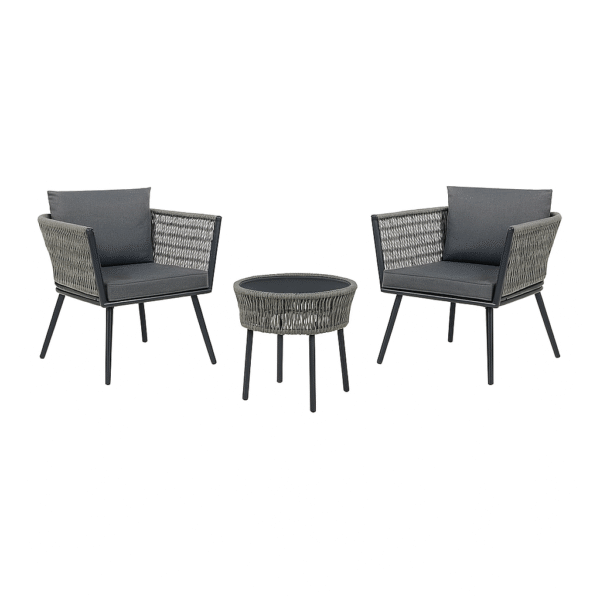 3 piece patio furniture set with two chairs and table, stylish outdoor seating for balcony, garden, or backyard”