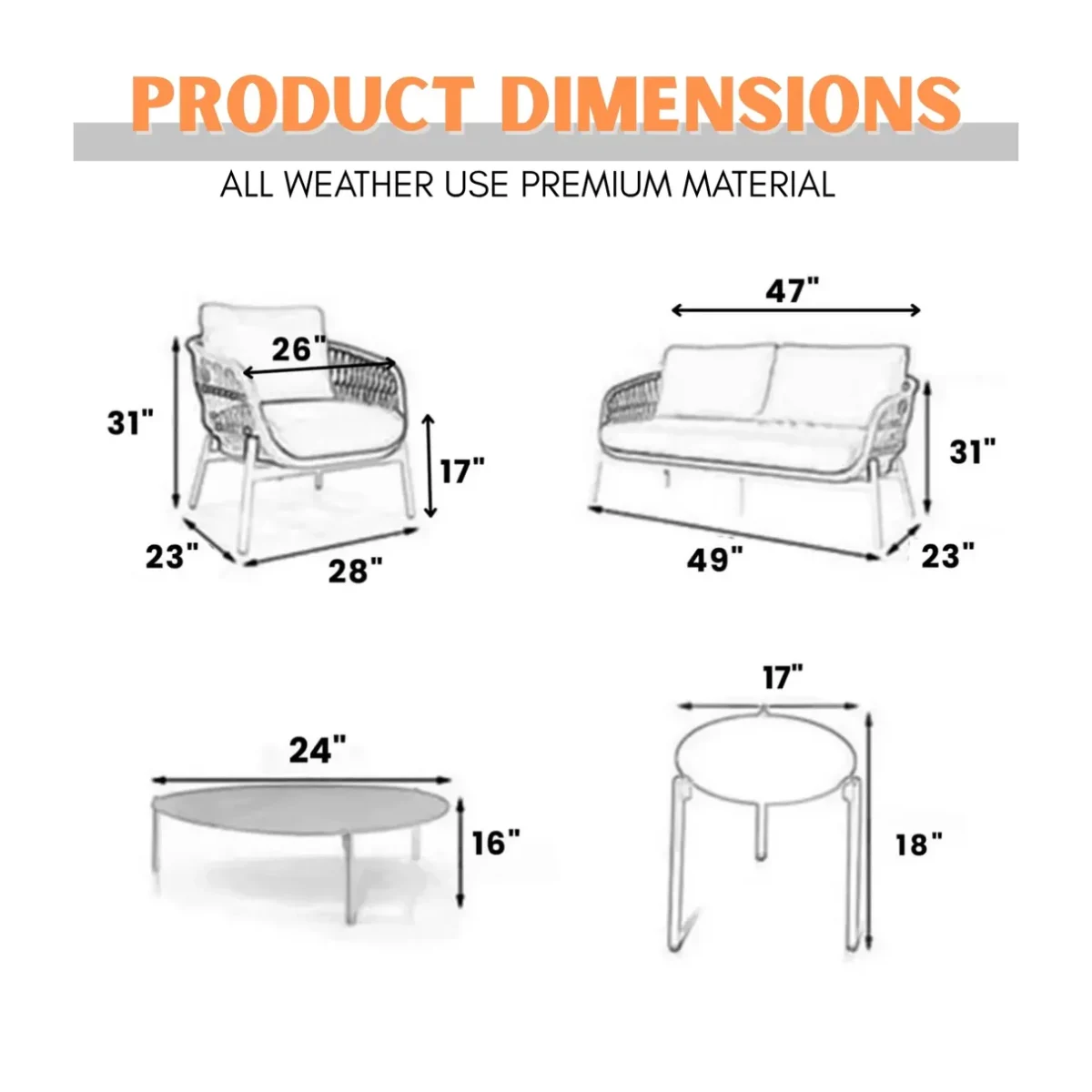 “Outdoor rope sofa set 4-seater with weather-resistant cushions for terrace, lawn, and poolside”