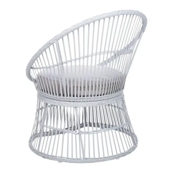 Outdoor rope patio set with glass top table, stylish seating for gardens, balconies, and patios.