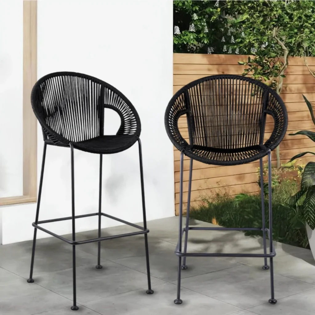 2-Piece Outdoor Rope Bar Chairs with modern design and durable construction for stylish patio seating.