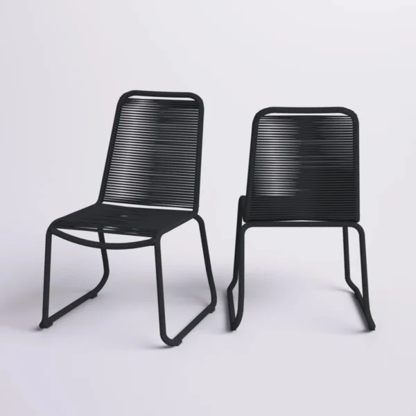 Modern 2-piece outdoor rope patio dining chairs with sturdy metal frame and weather-resistant design.
