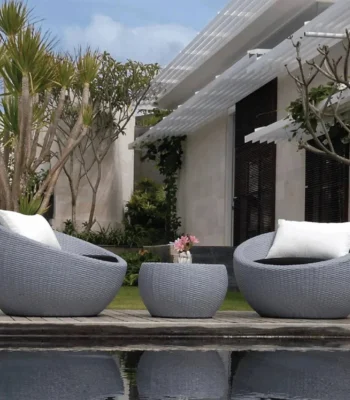 Outdoor Rattan Wicker 3-Piece Conversation Set with Cushions and Coffee Table