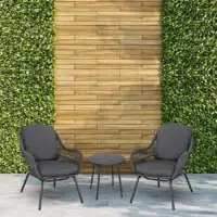 3 Piece Outdoor Rope Patio Set with chairs and table for patio, balcony, or garden
