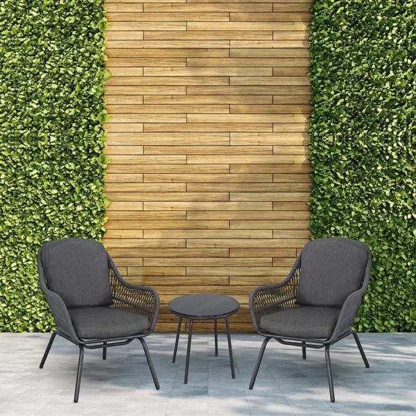 3 Piece Outdoor Rope Patio Set with chairs and table for patio, balcony, or garden