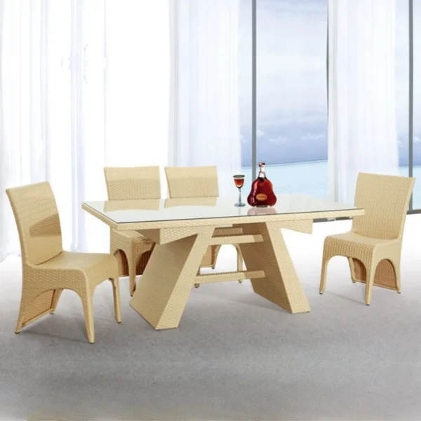 5-piece outdoor patio dining set with rattan chairs and rectangular table for garden or backyard