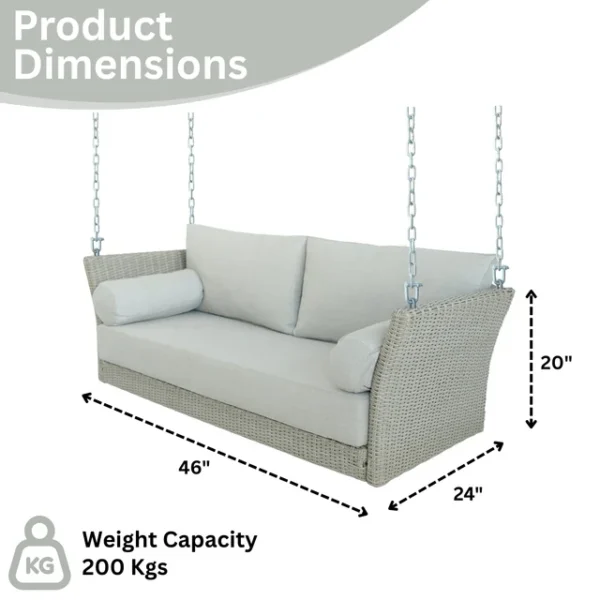 Outdoor Rattan Wicker Hanging Swing Chair with Cushion - Image 2
