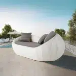 Outdoor wicker 2 seater patio garden daybed with cushions, perfect for outdoor lounging
