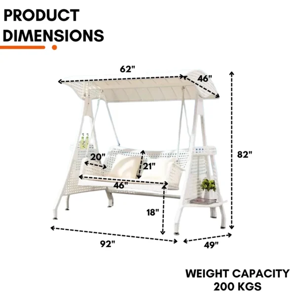 Outdoor wicker 2-seat patio swing chair with shade canopy and soft cushions
