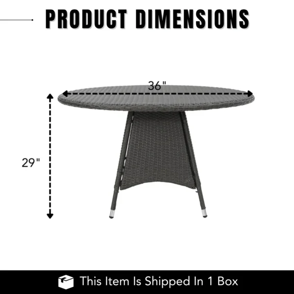 Black Outdoor Rattan Wicker Round Patio Table – stylish and durable for garden, balcony, or backyard dining.
