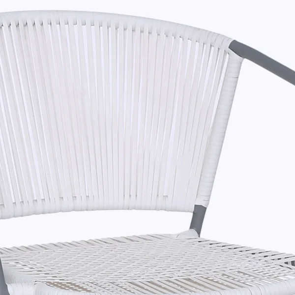3-piece white rope patio set with chairs and table for outdoor garden and balcony