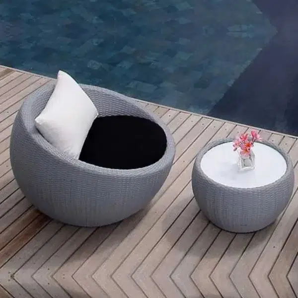 Outdoor Rattan Wicker 3-Piece Conversation Set with Cushions and Coffee Table