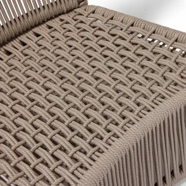 3-piece outdoor beige rope patio set with cushioned chairs and matching side table for garden or balcony