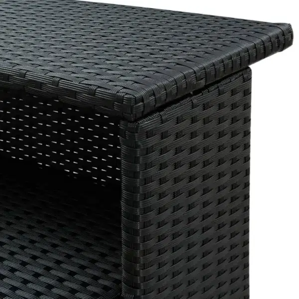 Outdoor rattan wicker bar table with high-top design and storage shelf